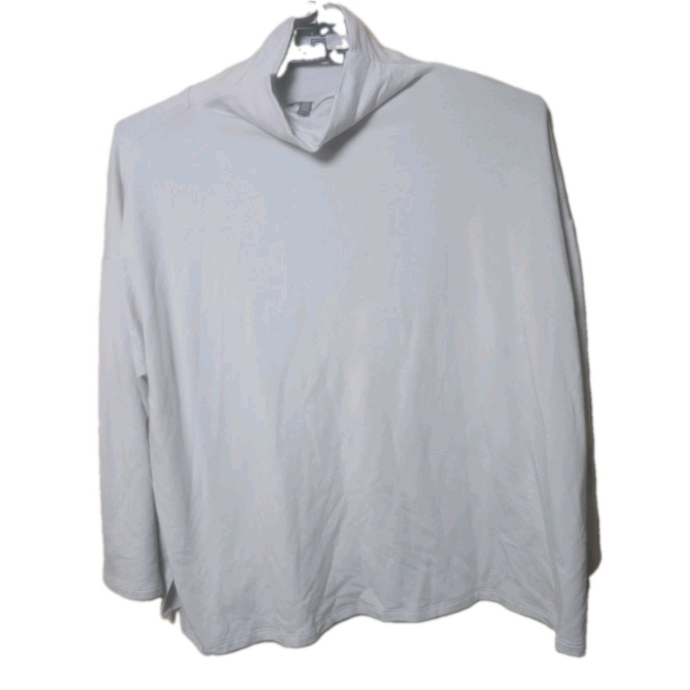 Eileen Fisher Shirt Women's Plus Size 2X Gray Long Sleeve Mock Neck Organic t74